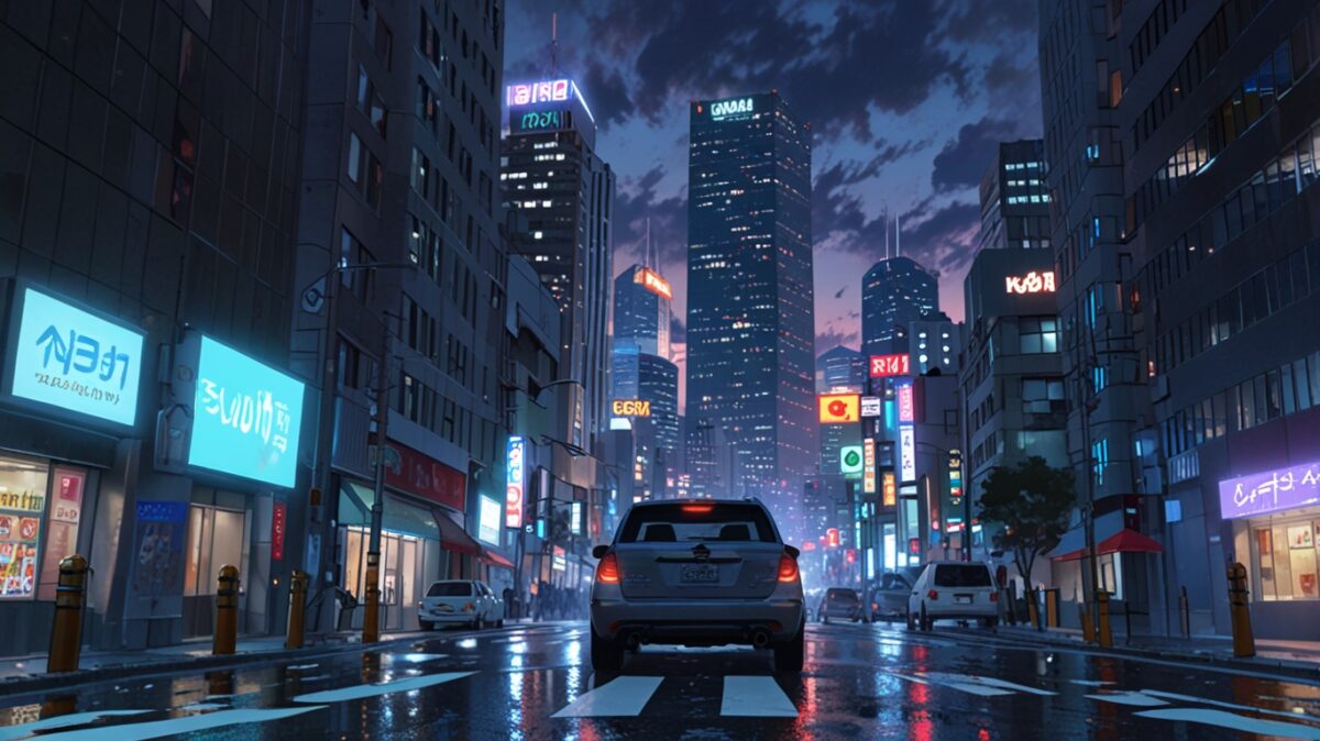 夜のソウル街並みを重ねた画像 イメージ