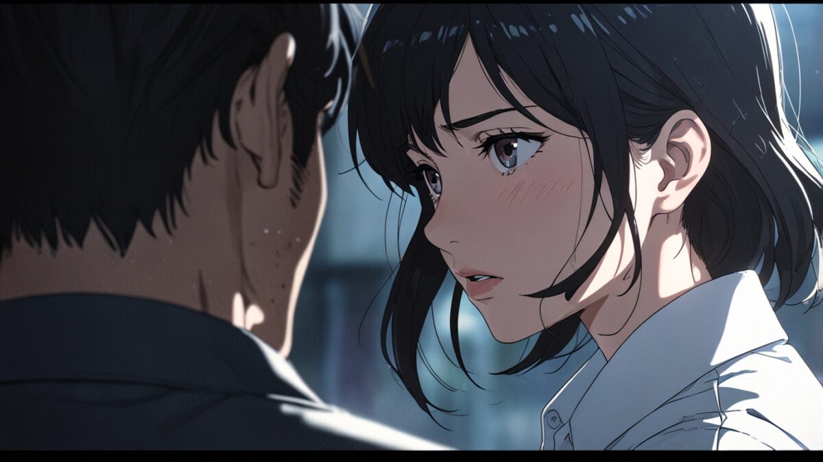 韓国ドラマ特有の感情的な対立を表現したシーンイラスト