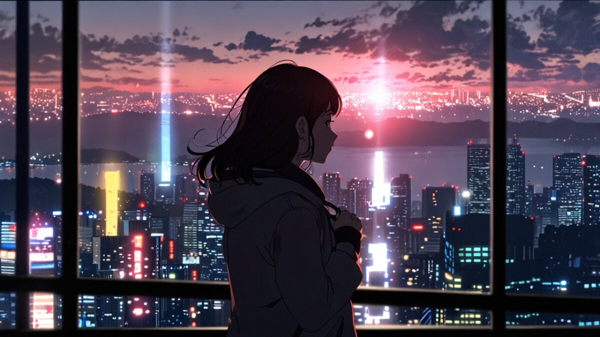 ソウルの夜景を背景に、コ・ダリムが街の灯を見つめる　