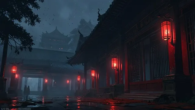 闇に包まれた古代東アジア風の王宮「東宮」イメージ