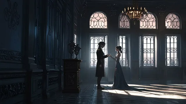 王宮の廊下で静かに向き合うイアン大君とキム・ヒジュ　イメージ