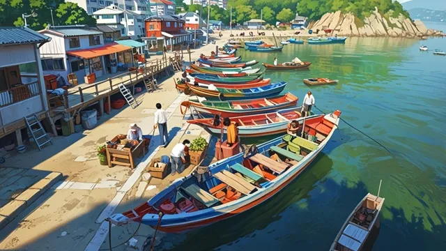 韓国の離島にある古い漁村 イメージ画像