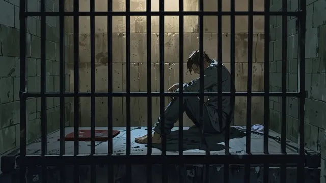 刑務所の独房で静かに座るヨハン イメージ画像