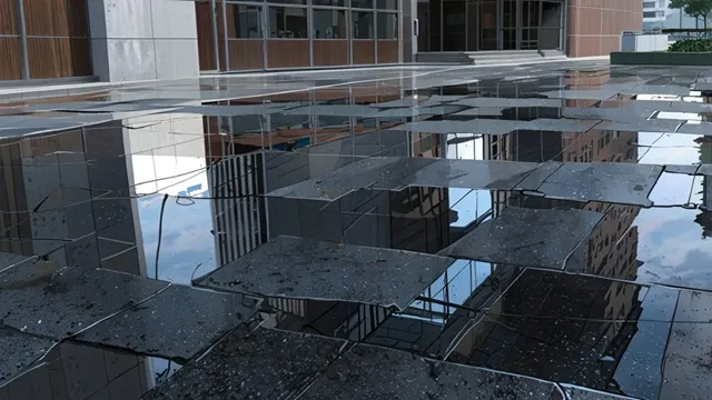 ソウル地方裁判所の外観、雨上がりの路面反射
