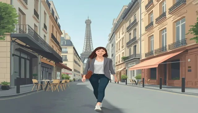 パリ、フランスの街を歩く若いダルム イメージ画像